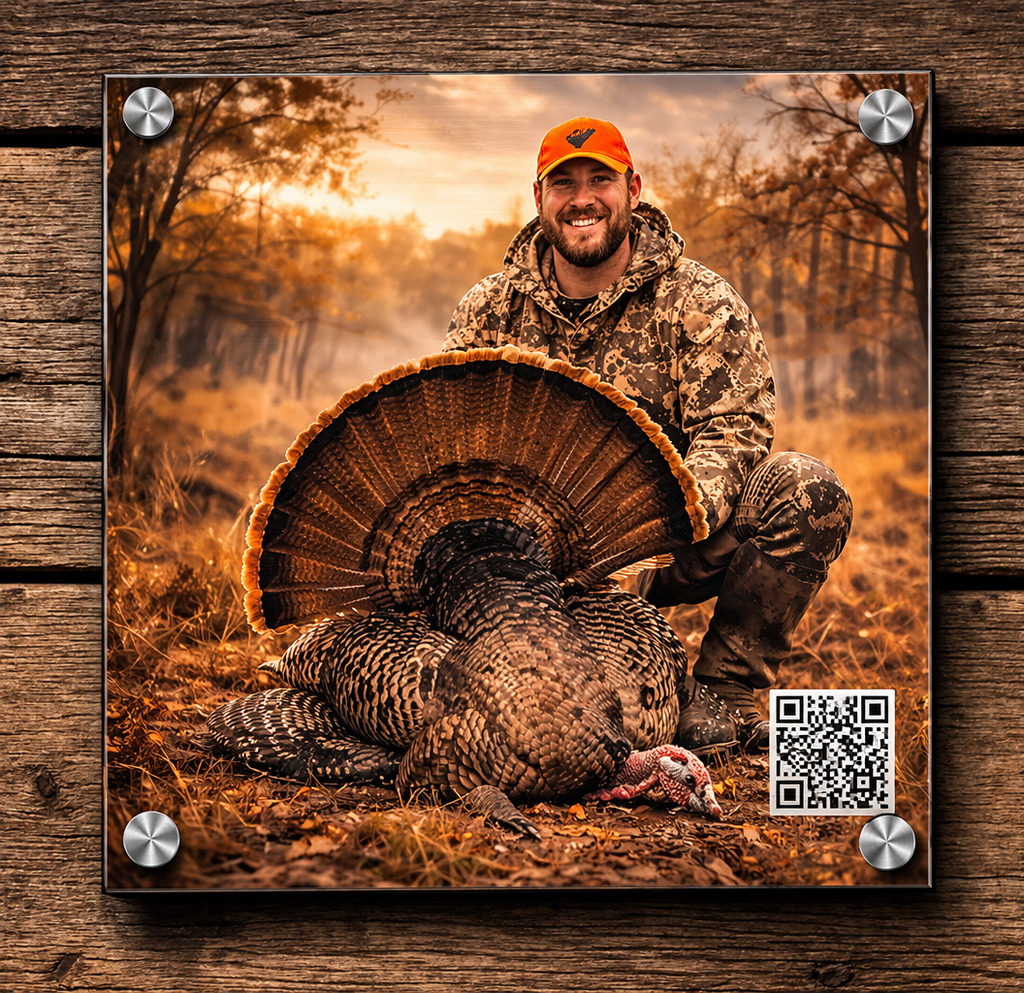 Custom Turkey Harvest Metal Photo Plaque with QR Code