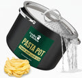Stainless Steel Pasta Pot with Locking Strainer Lid - 5.5 Quart Large Capacity | Twist & Lock for Easy Drain & No Colander