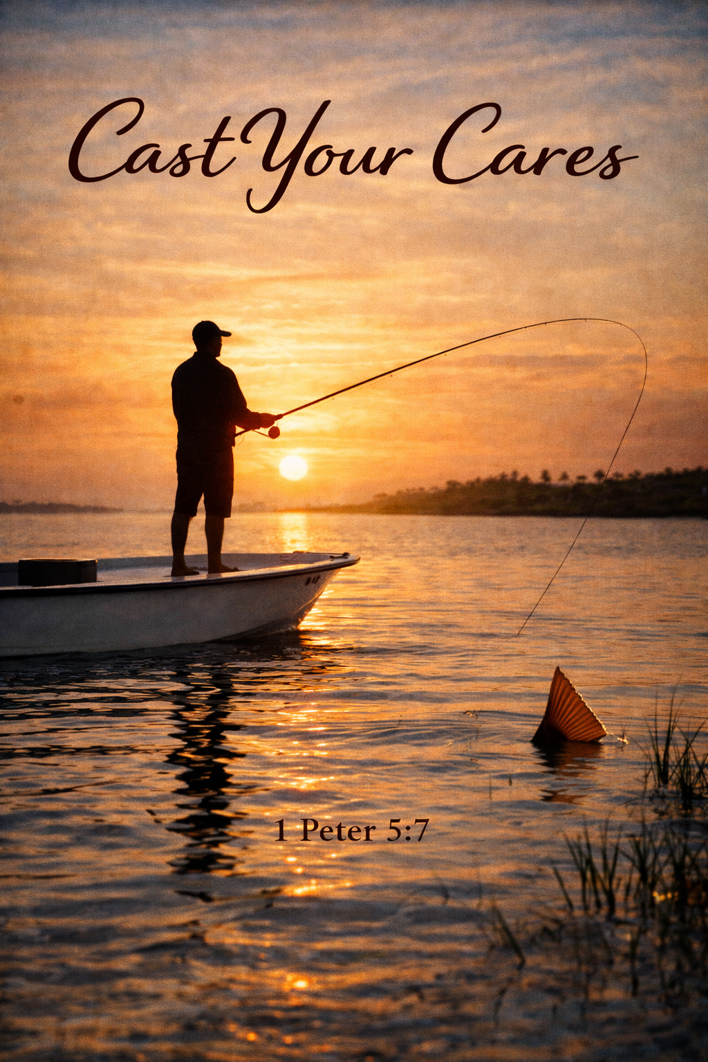 Cast Your Cares Fishing Canvas Wall Art