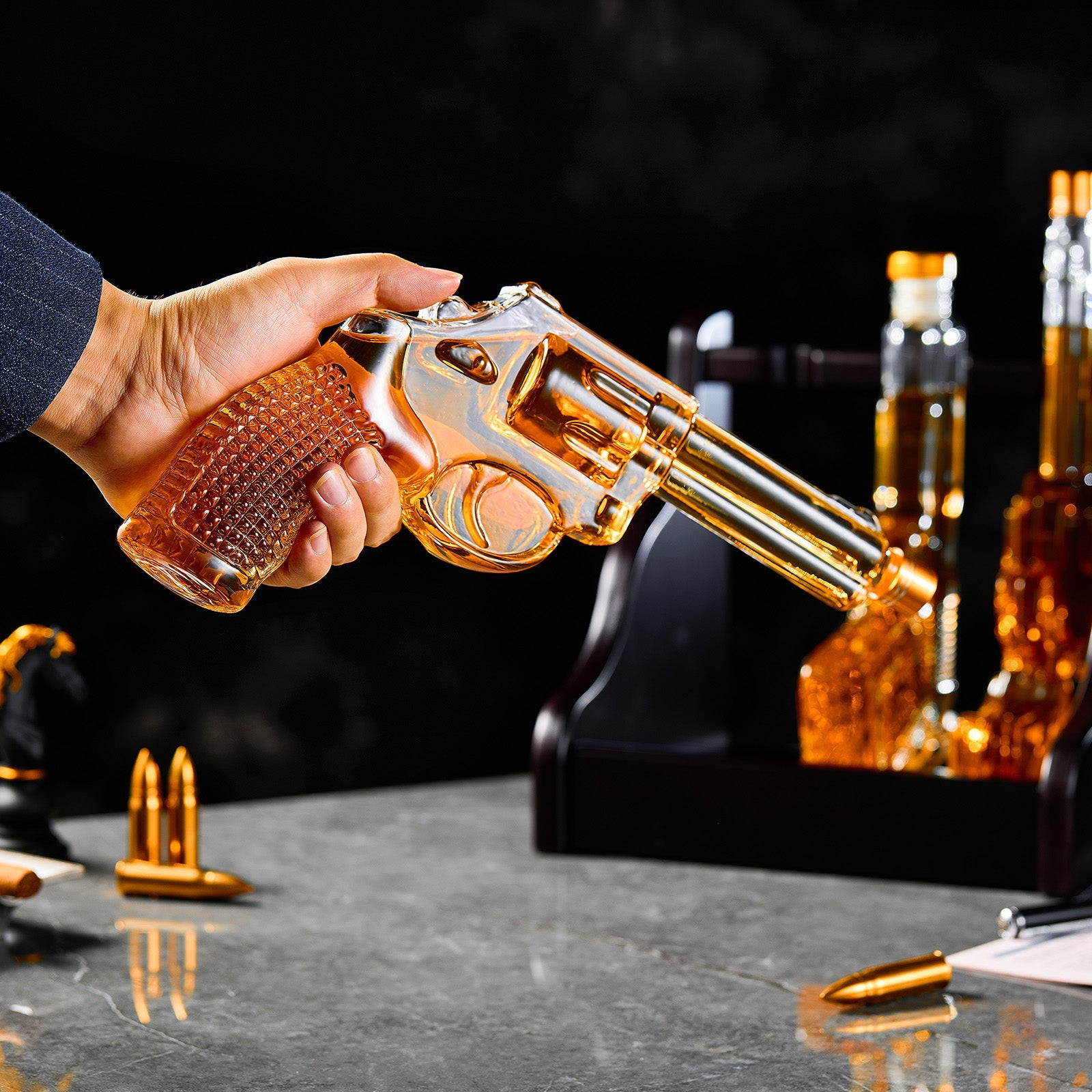 3 Gun Whiskey Decanter Set