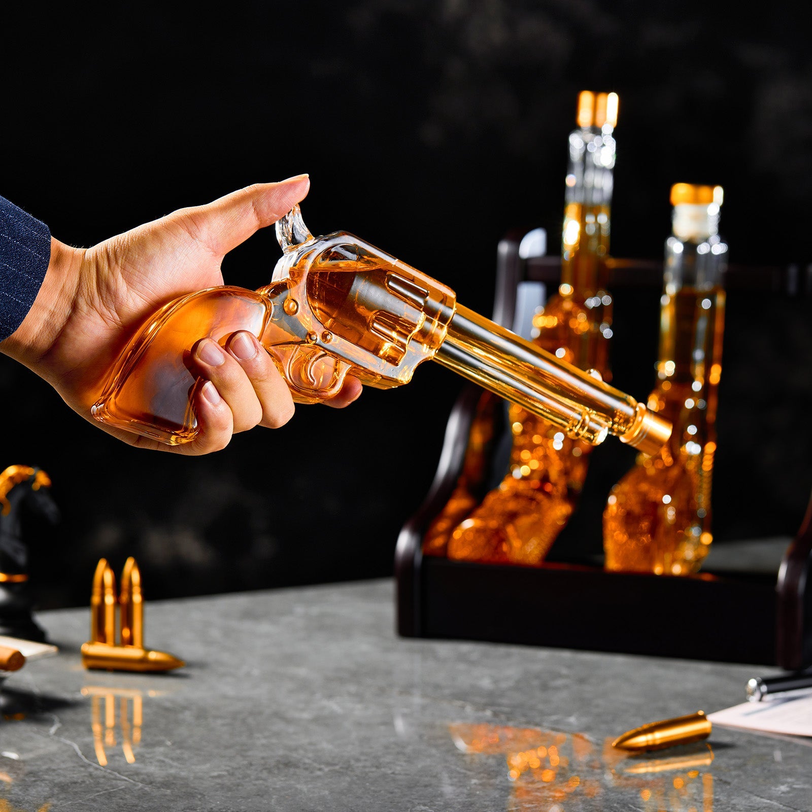 3 Gun Whiskey Decanter Set