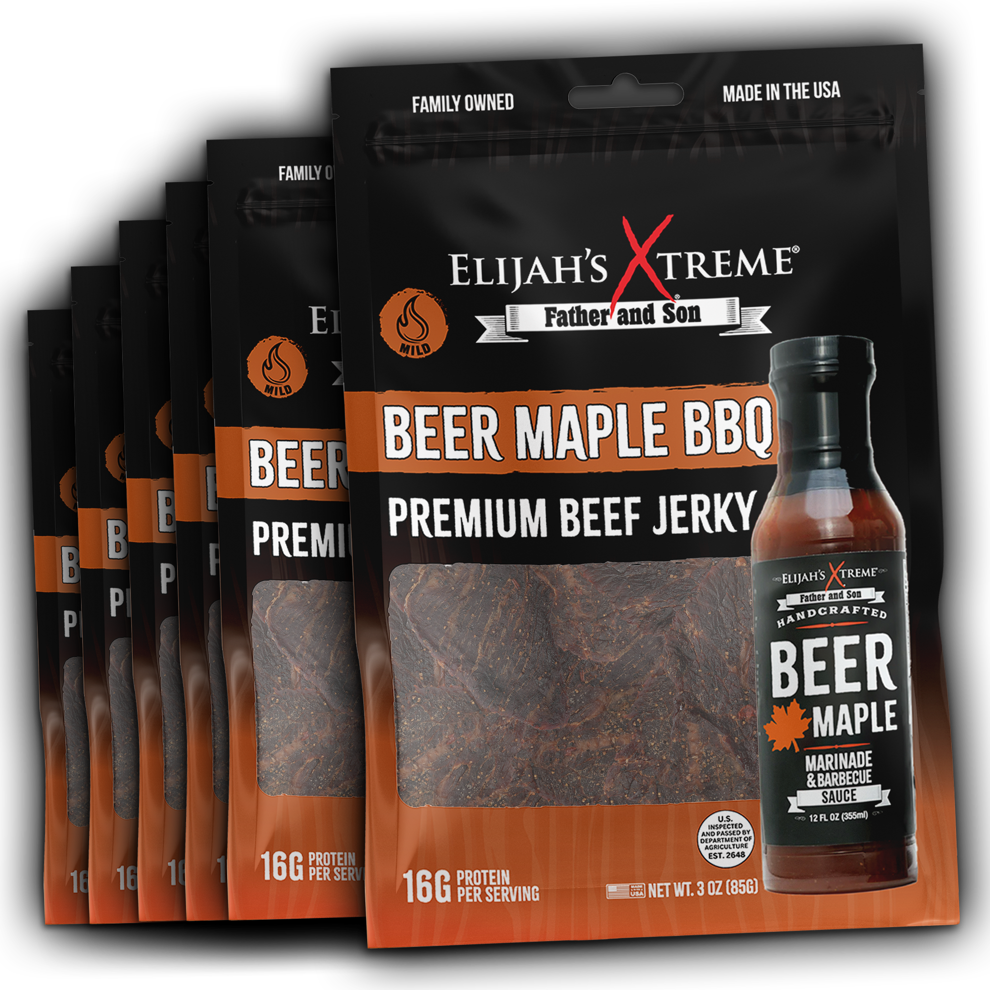 Beer Maple BBQ Beef Jerky - 6 bags (1lb)