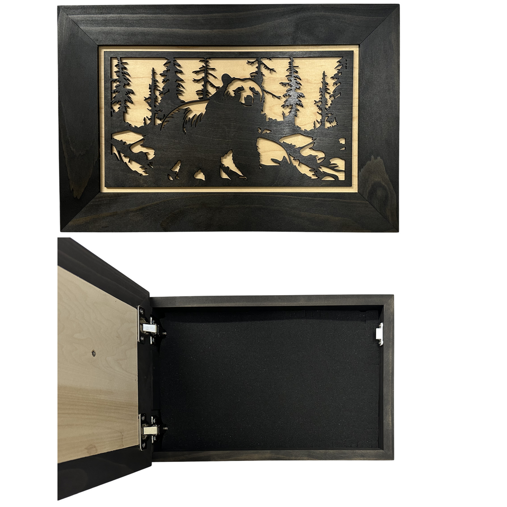 Hidden Black Bear Wall-Mounted Gun Cabinet – Safe Hidden Storage for Firearms
