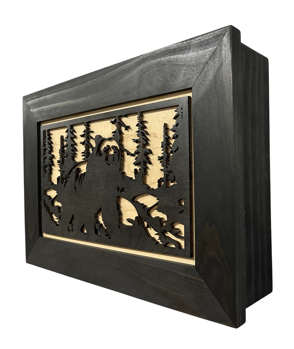 Hidden Black Bear Wall-Mounted Gun Cabinet – Safe Hidden Storage for Firearms