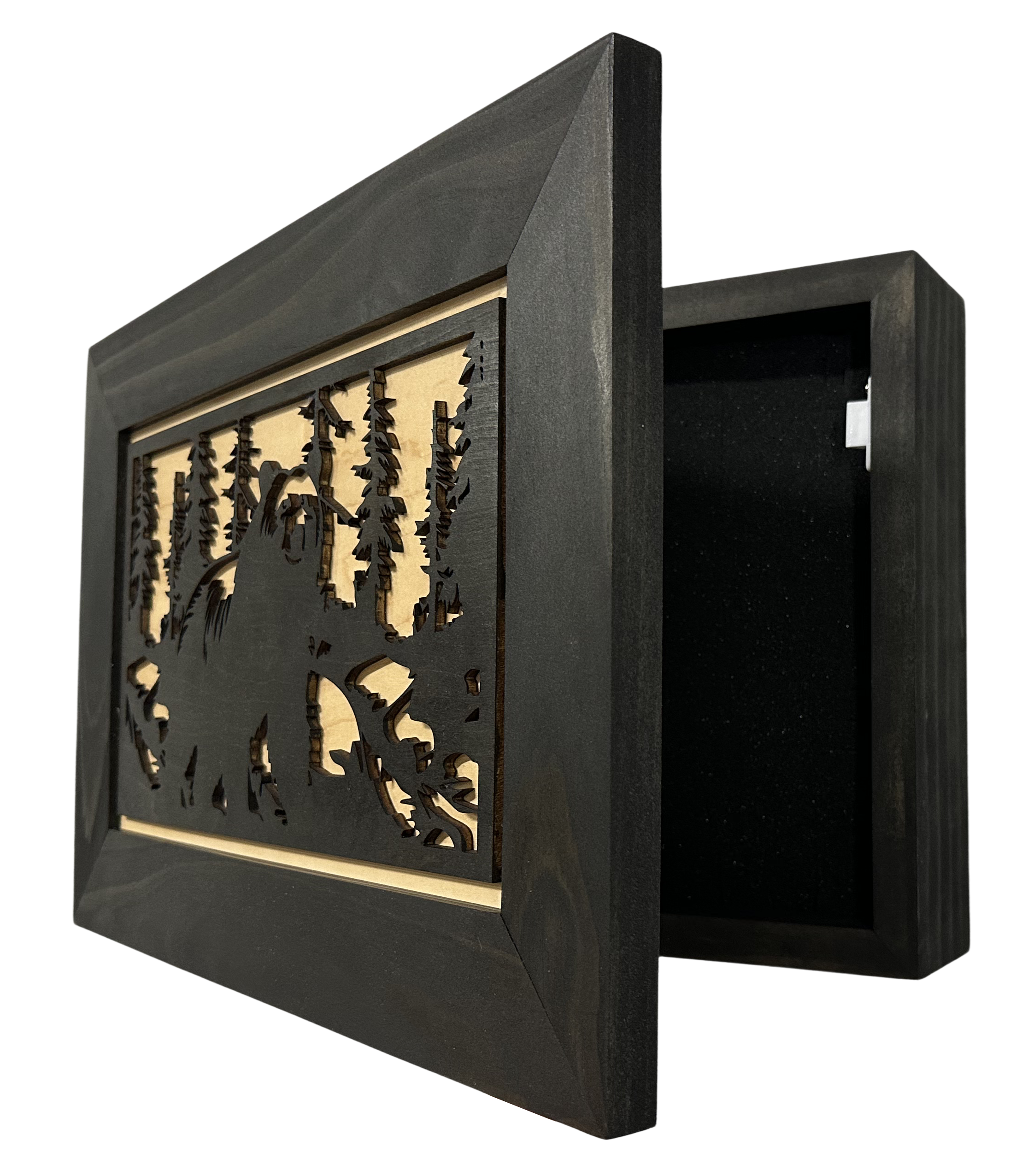 Hidden Black Bear Wall-Mounted Gun Cabinet – Safe Hidden Storage for Firearms