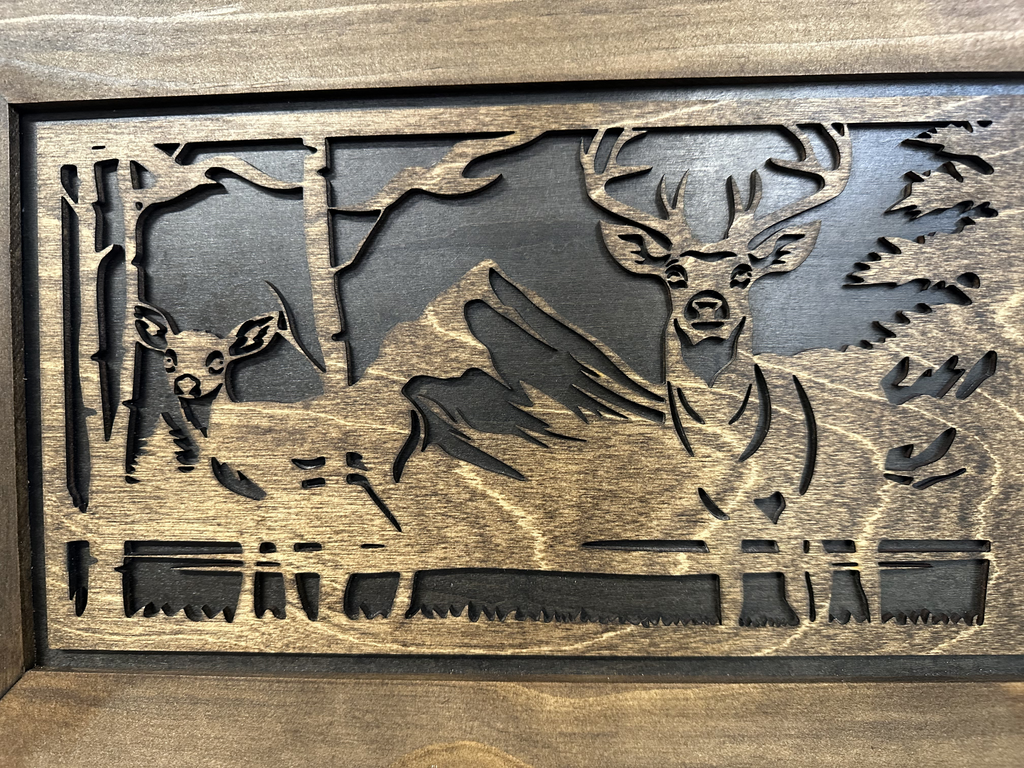 Buck and Doe in The Woods Gun Concealment Furniture - Handcrafted Hidden Gun Storage Wall Decor - Hidden Gun Shelf with Magnetic Lock for Quick Access