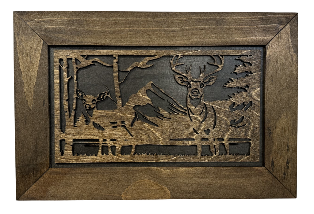 Buck and Doe in The Woods Gun Concealment Furniture - Handcrafted Hidden Gun Storage Wall Decor - Hidden Gun Shelf with Magnetic Lock for Quick Access