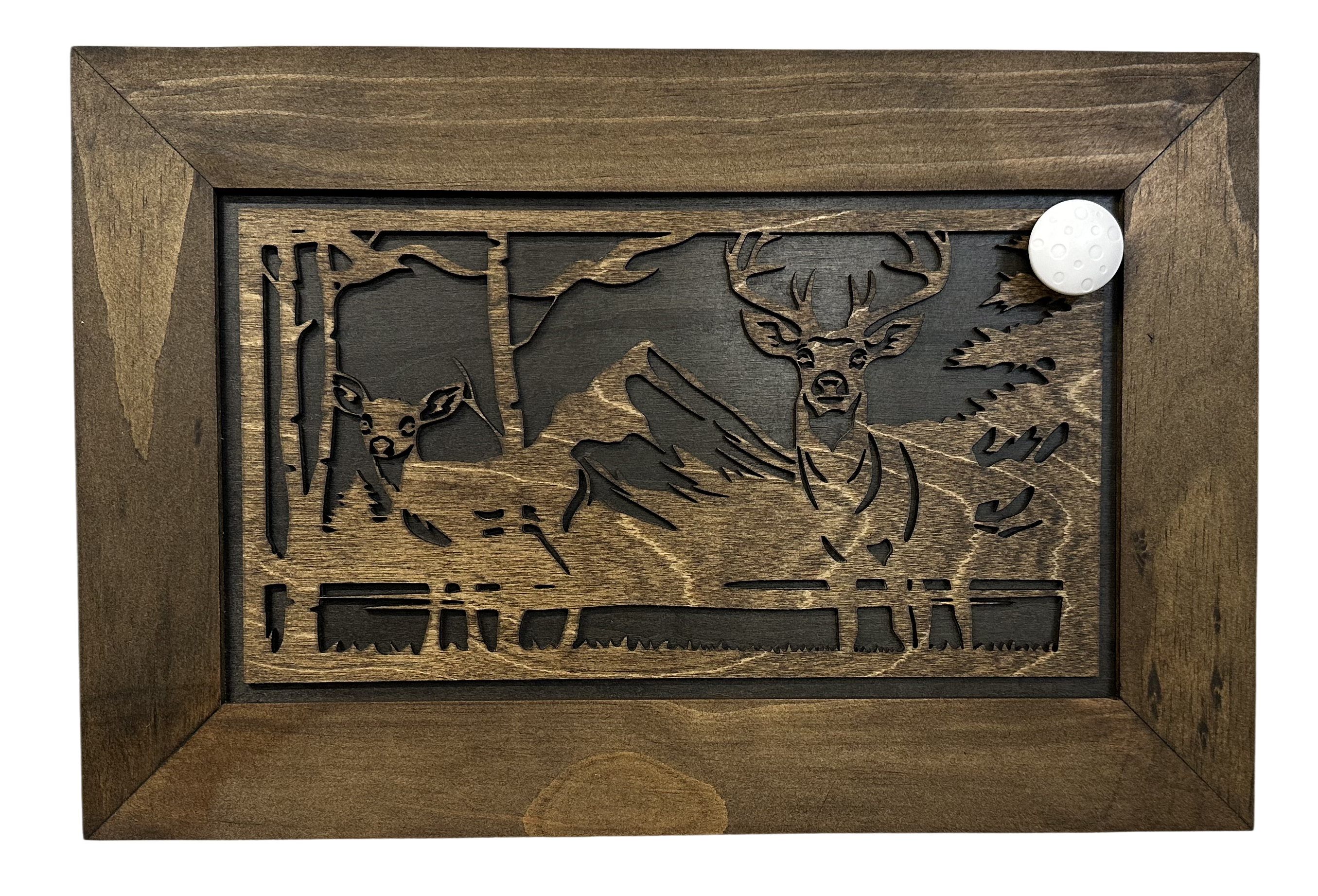 Buck and Doe in The Woods Gun Concealment Furniture - Handcrafted Hidden Gun Storage Wall Decor - Hidden Gun Shelf with Magnetic Lock for Quick Access