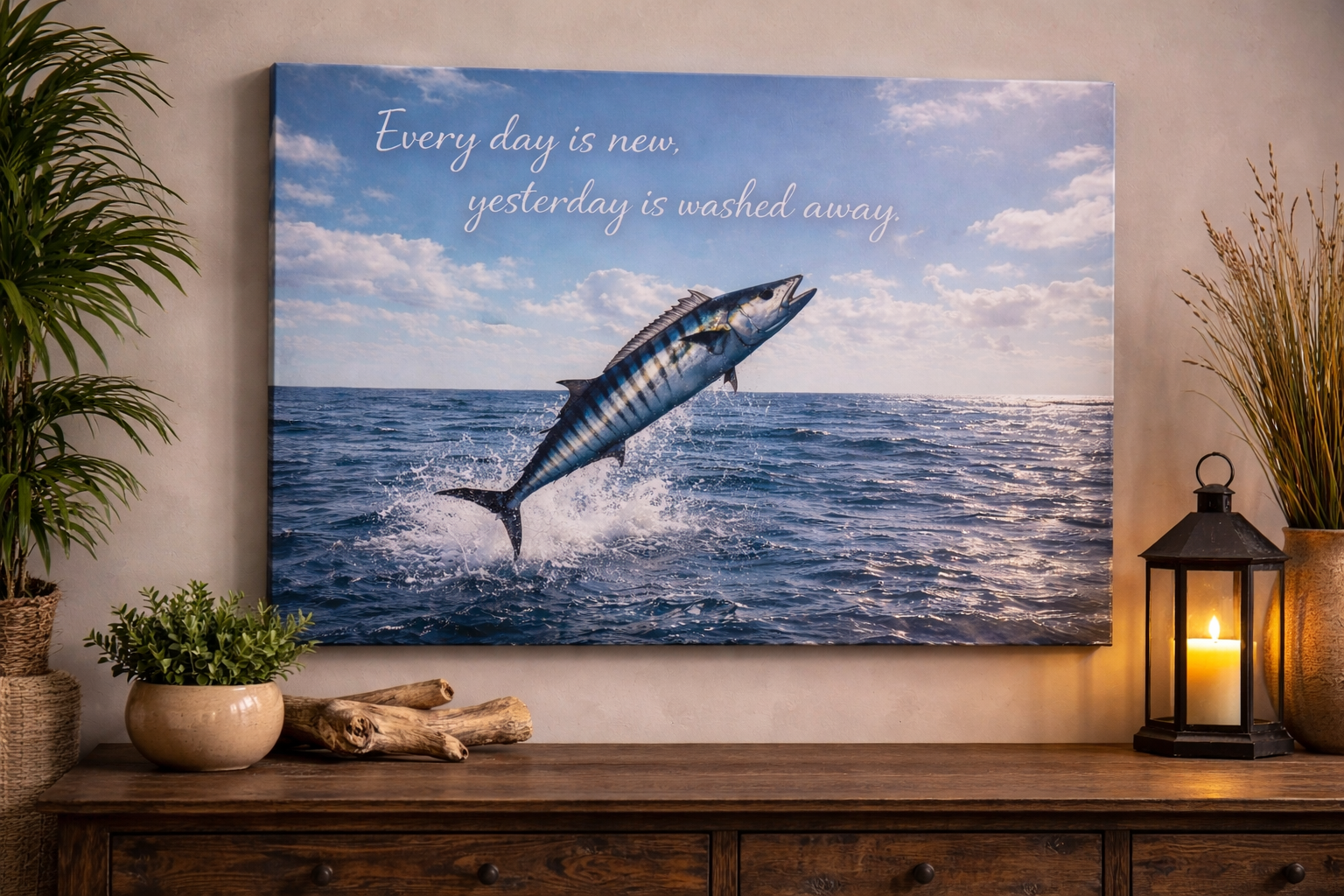 Every Day Is New Fishing Canvas Wall Art