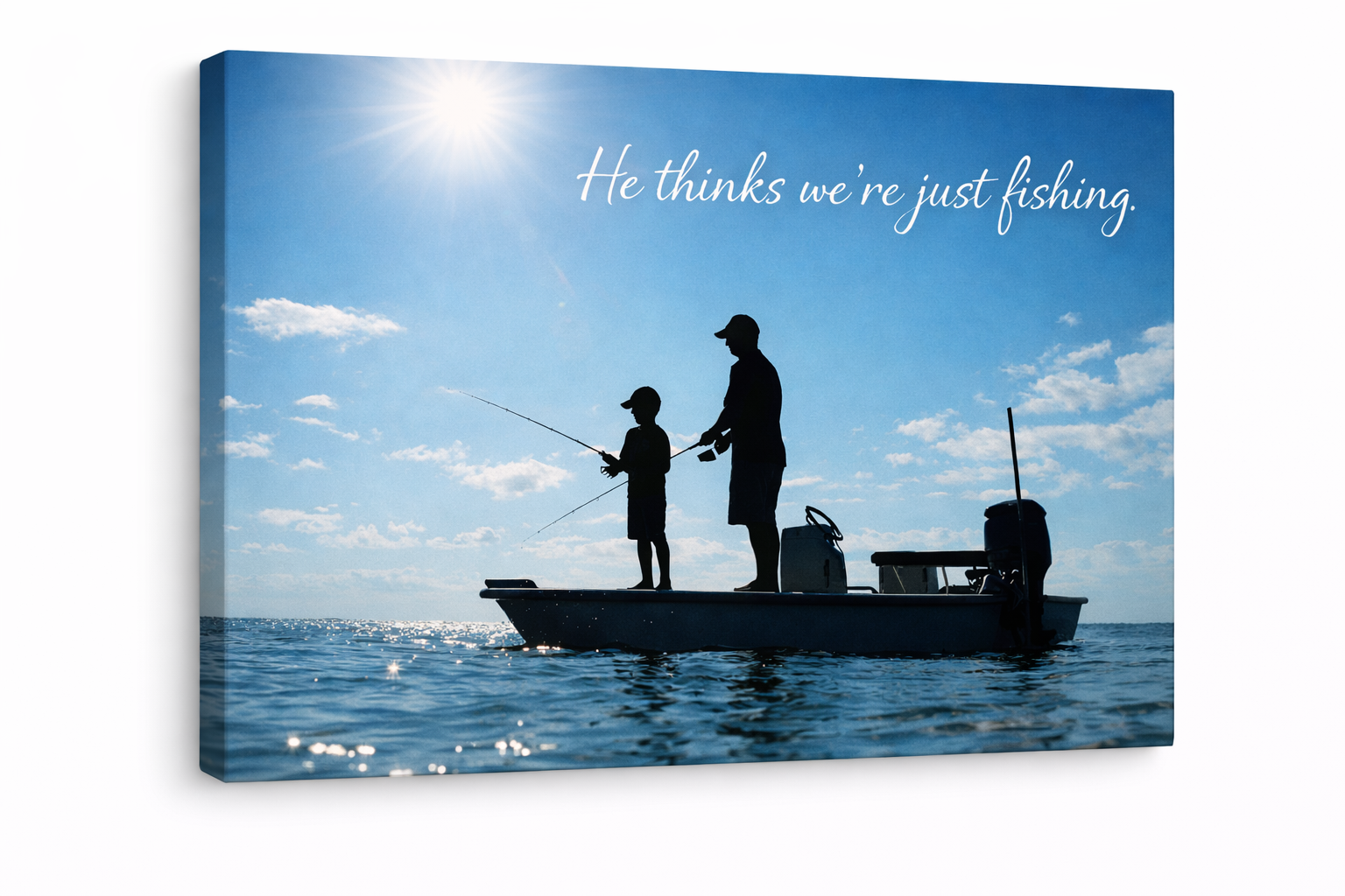 He Thinks We're Just Fishing Canvas Wall Art