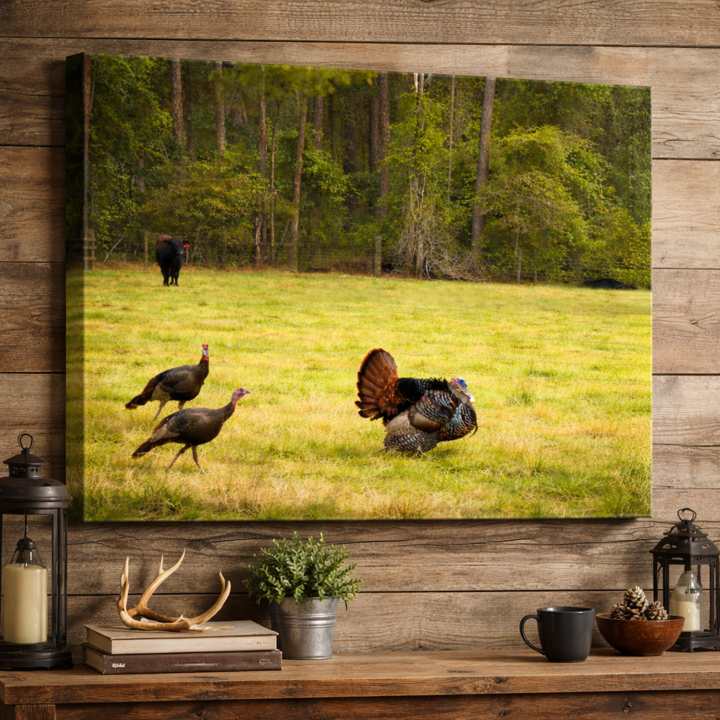 Osceola Turkey in the Field Canvas Wall Art