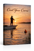 Cast Your Cares Fishing Canvas Wall Art