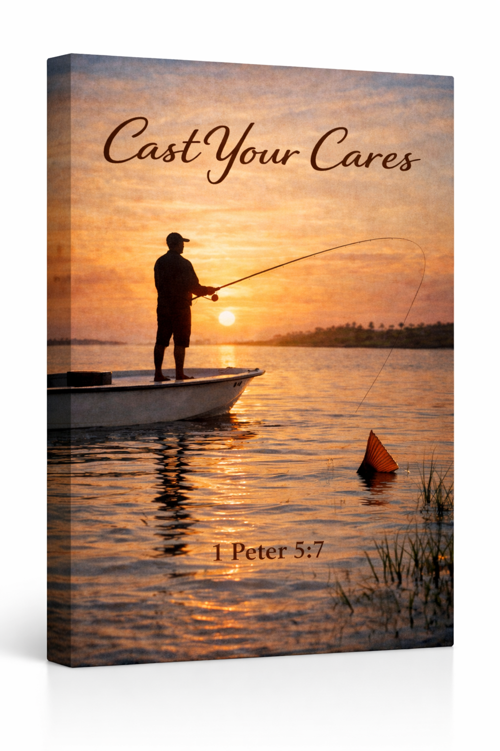 Cast Your Cares Fishing Canvas Wall Art