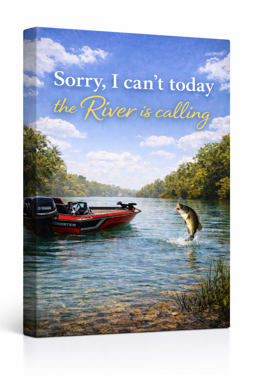 The River Is Calling Fishing Canvas Wall Art