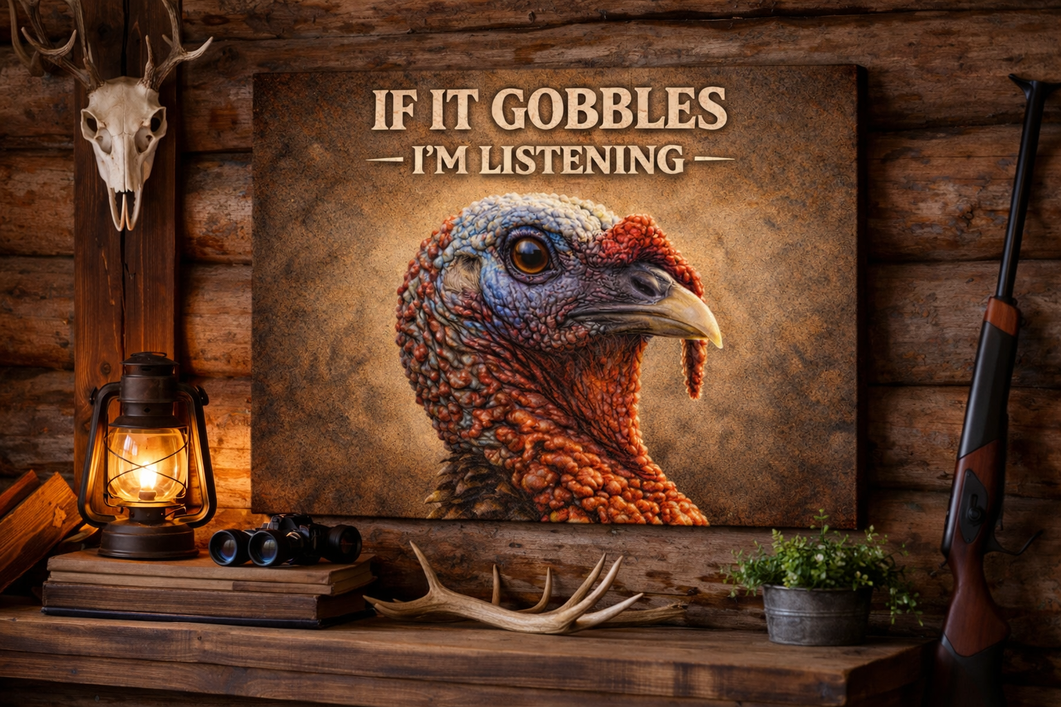If It Gobbles I’m Listening – Turkey Hunting Canvas Wall Art