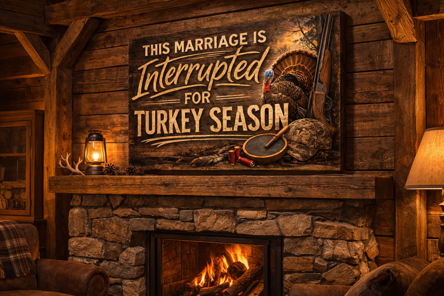 This Marriage Is Interrupted for Turkey Season – Funny Hunting Canvas