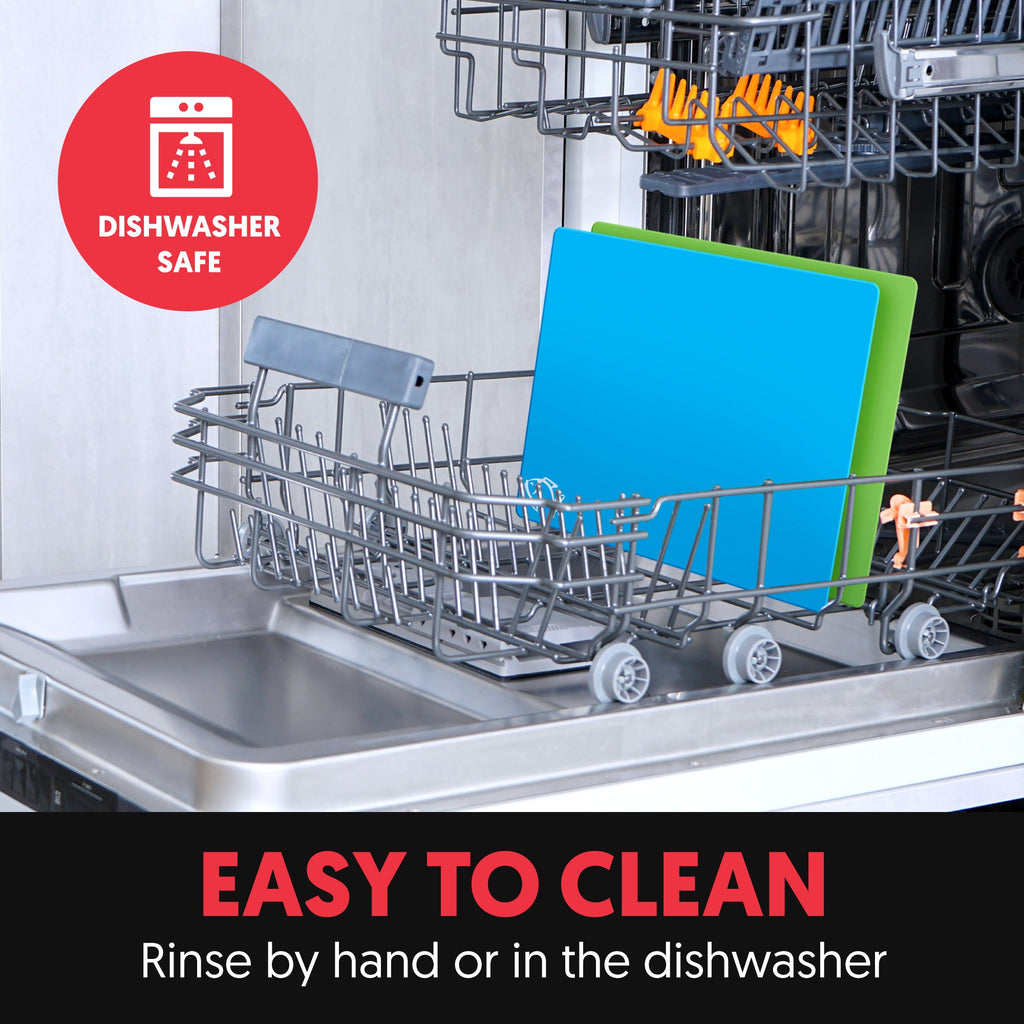 Ginsu Bamboo Wood Cutting Board Set with 6 Color-Coded Mats and Food Icons for Easy Meal Prep and Cleanup