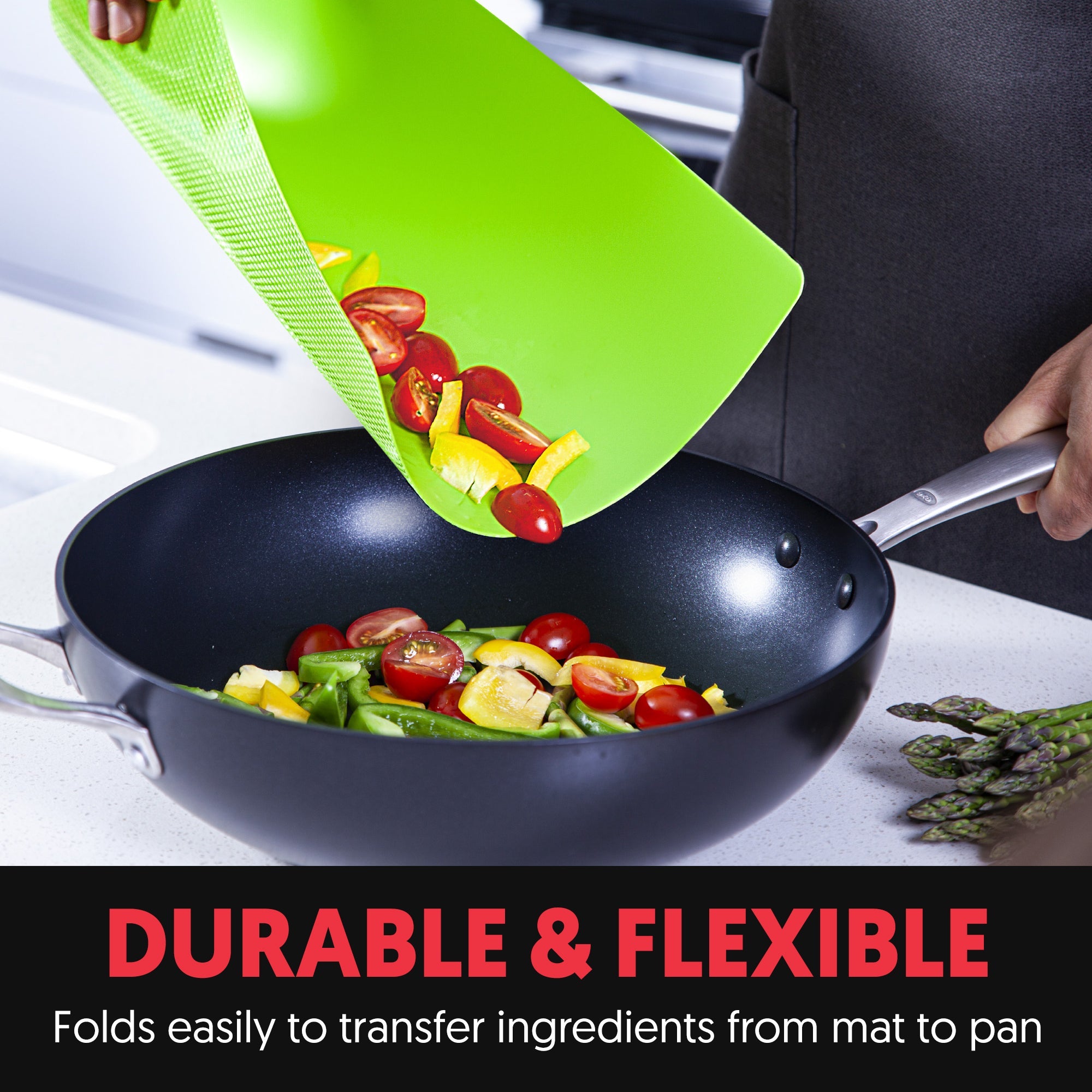 Ginsu Bamboo Wood Cutting Board Set with 6 Color-Coded Mats and Food Icons for Easy Meal Prep and Cleanup