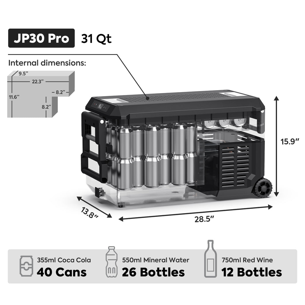 JP30 Pro Single Zone Wheeled Portable Freezer With Cover | ICECO | 30 LT