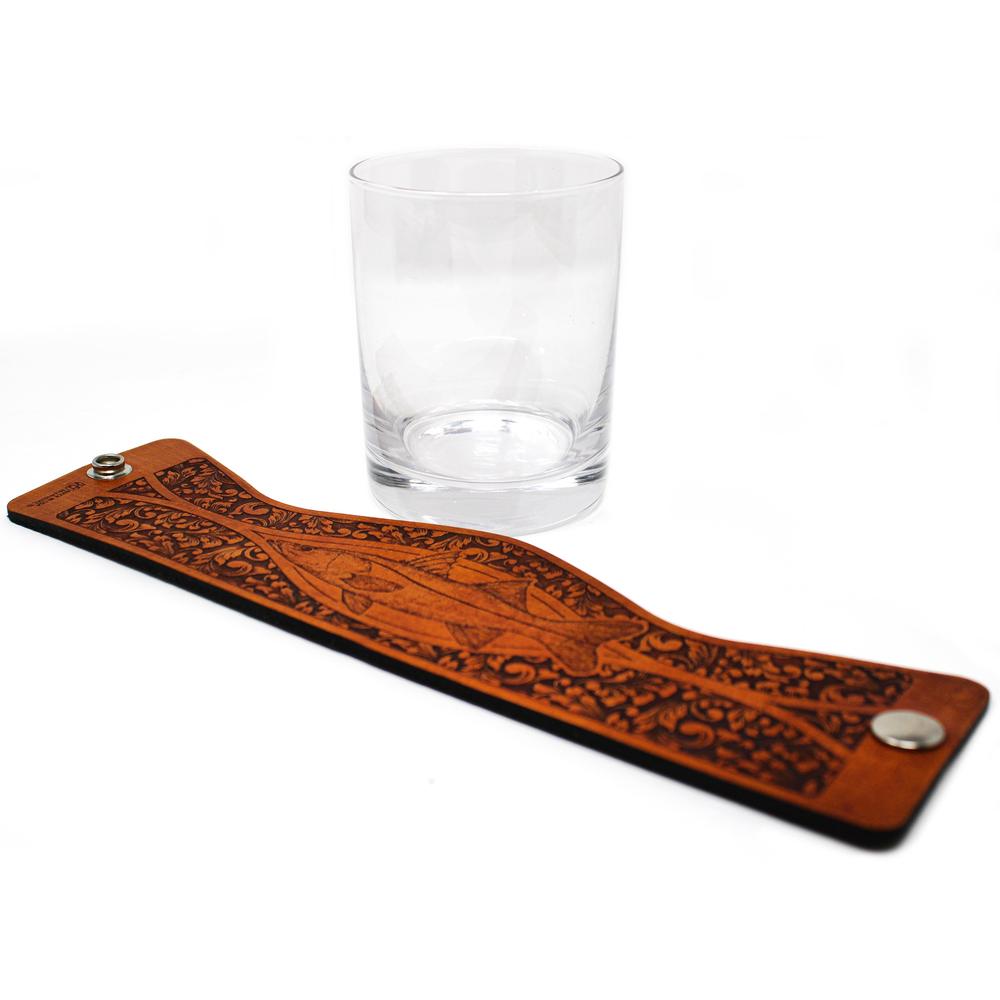 Whiskey Glass Leather Wrap - Snook Rocks Glass