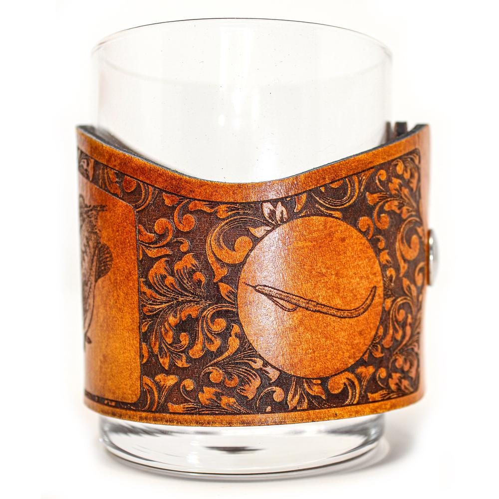 Whiskey Glass Leather Wrap - Bass Gulp