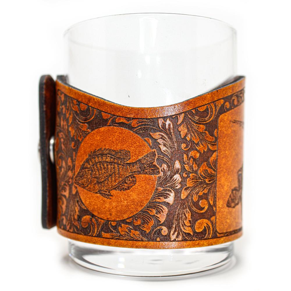 Whiskey Glass Leather Wrap - Bass Gulp