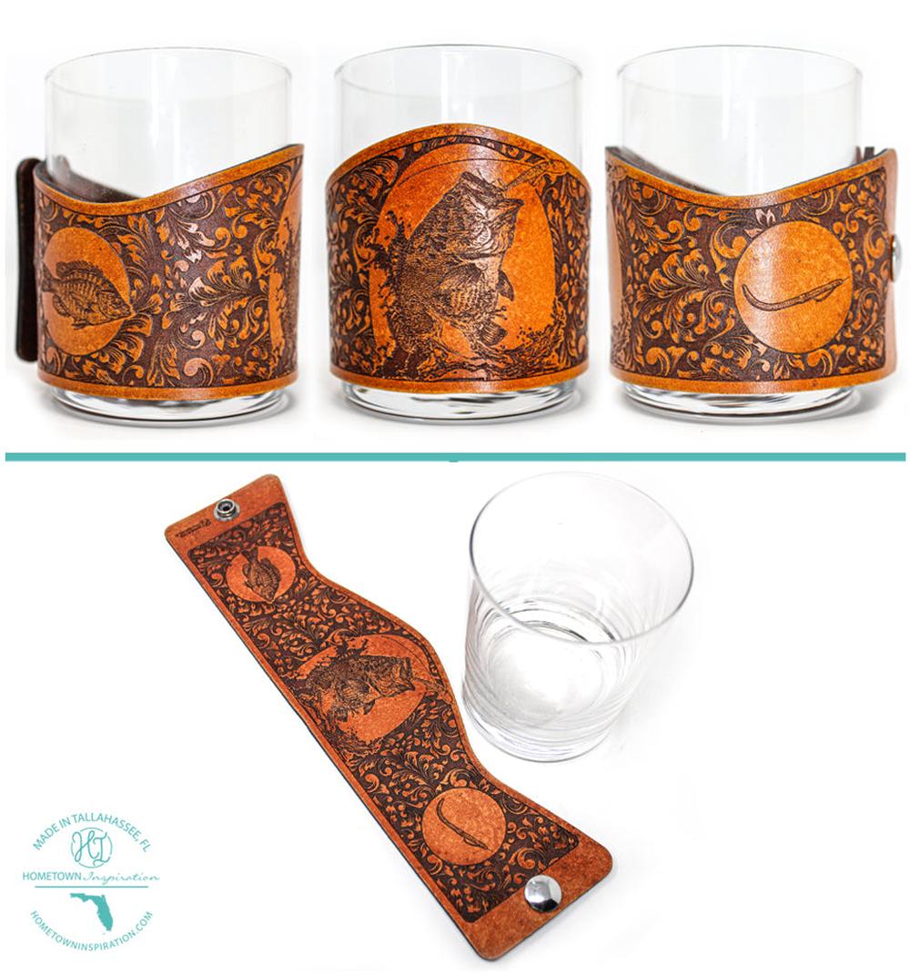 Whiskey Glass Leather Wrap - Bass Morning Glory