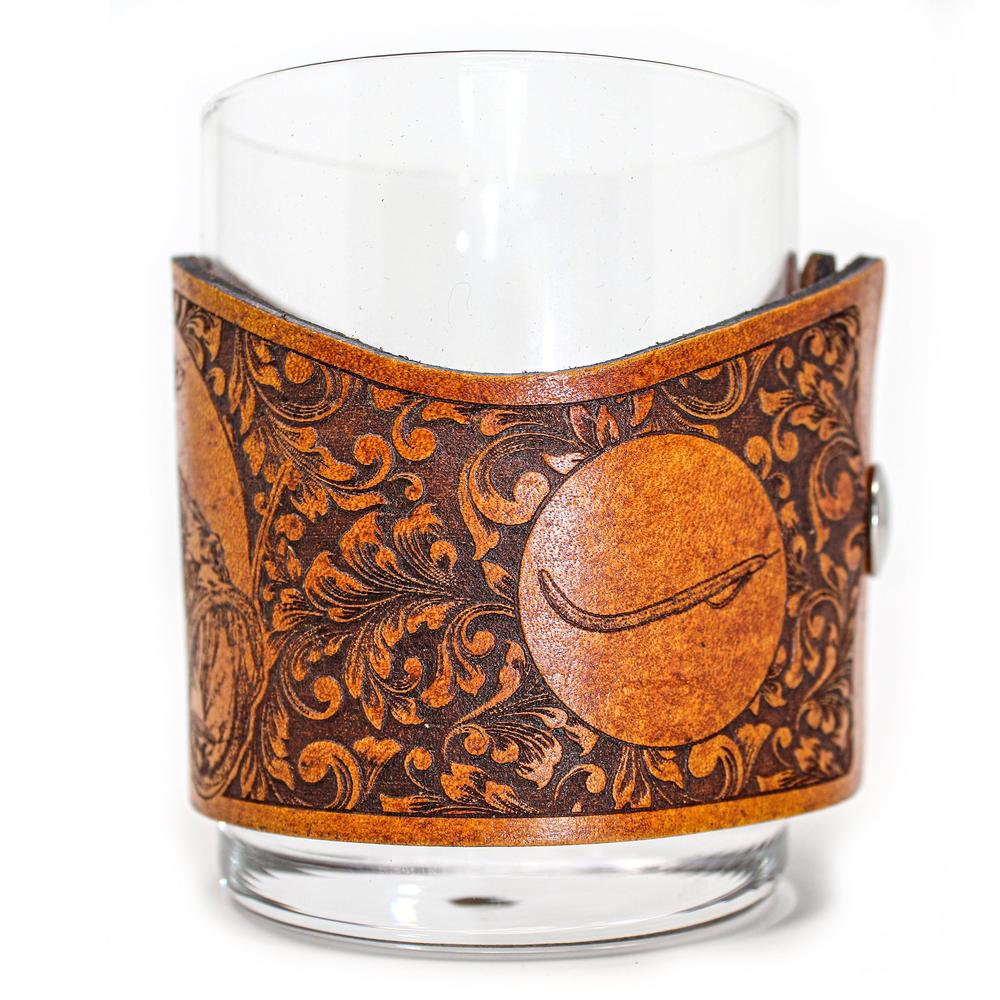 Whiskey Glass Leather Wrap - Bass Get that Worm