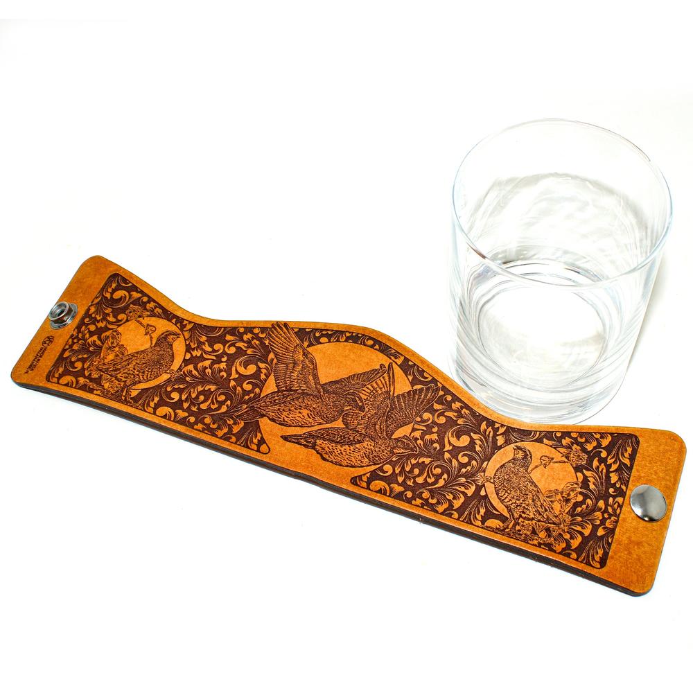 Whiskey Glass Leather Wrap - Quail