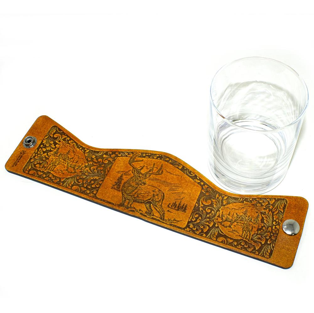 Whiskey Glass Leather Wrap - Whitetail Deer