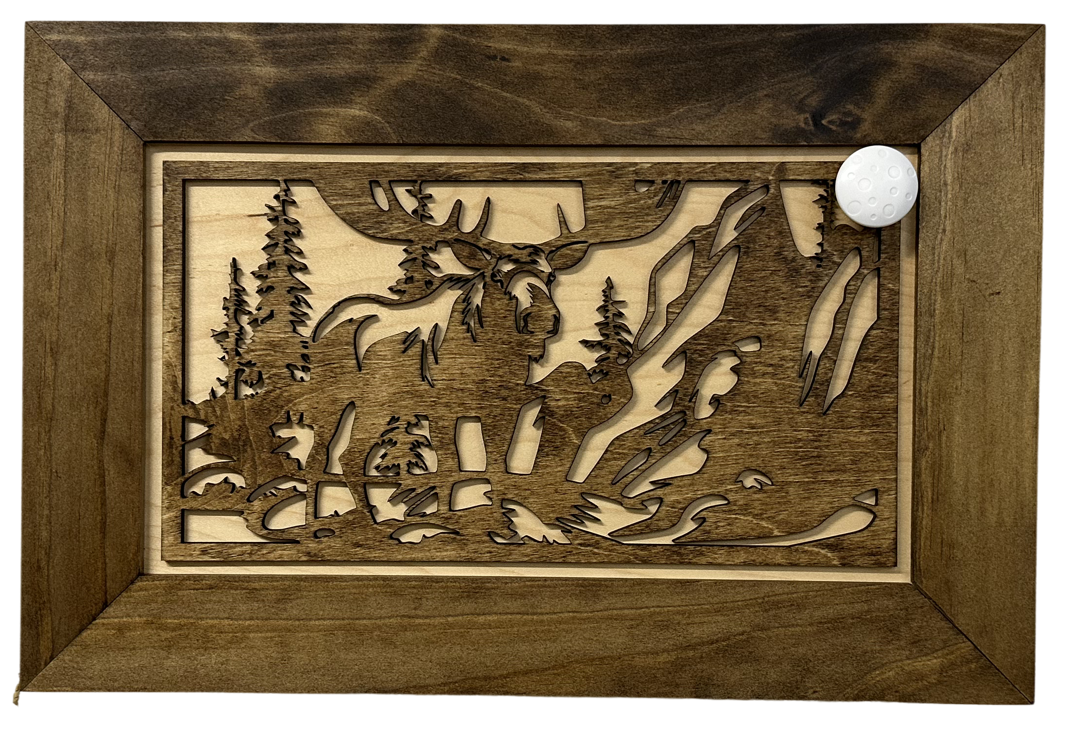 Moose in the Woods Gun Concealment Furniture - Handcrafted Hidden Gun Storage Wall Decor - Hidden Gun Shelf with Magnetic Lock for Quick Access