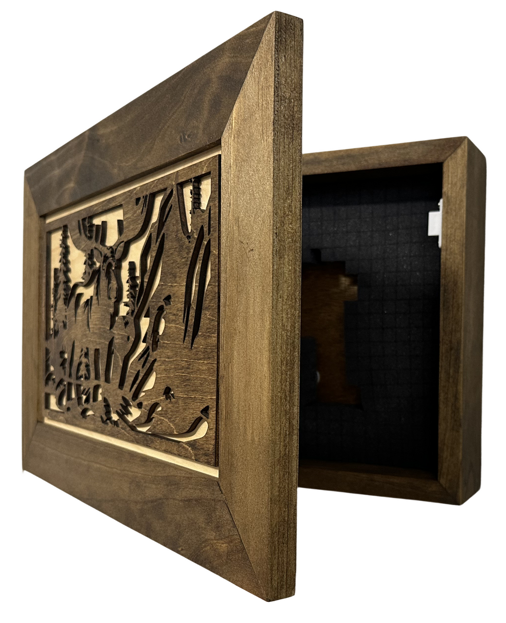 Moose in the Woods Gun Concealment Furniture - Handcrafted Hidden Gun Storage Wall Decor - Hidden Gun Shelf with Magnetic Lock for Quick Access