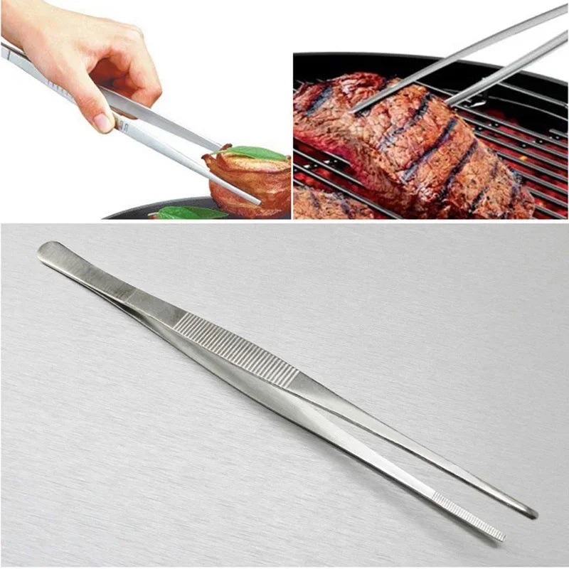 DecorBites™ BBQ Tongs: Stainless Steel Churrasco Cooking Clip for Buffet & Restaurant