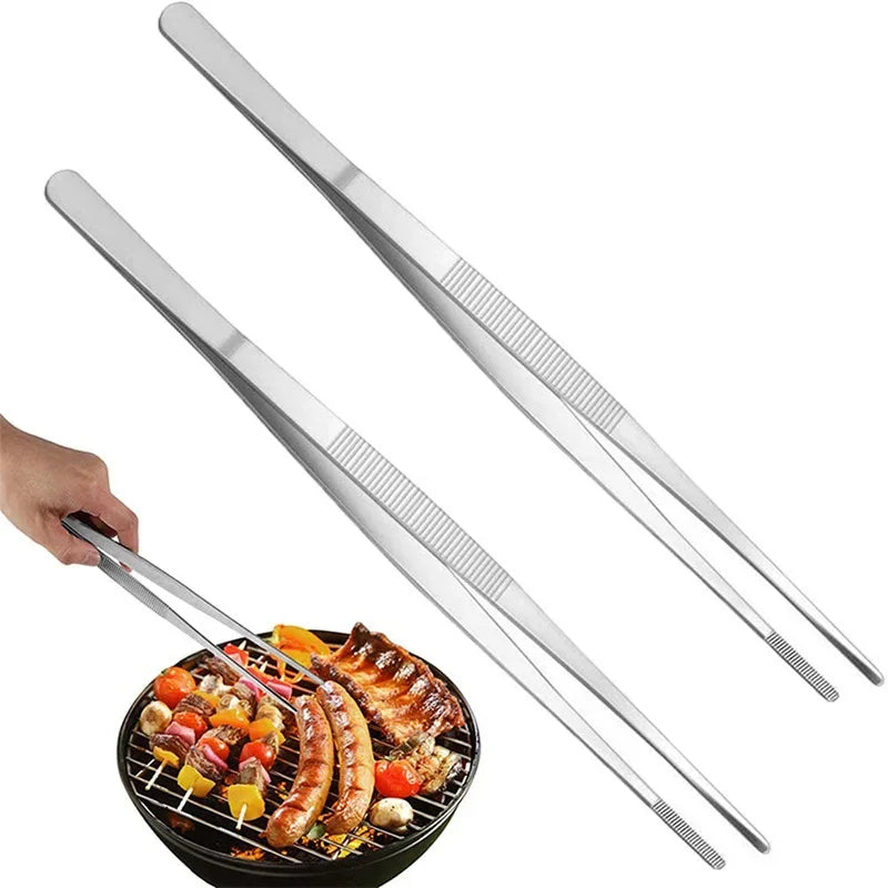 DecorBites™ BBQ Tongs: Stainless Steel Churrasco Cooking Clip for Buffet & Restaurant