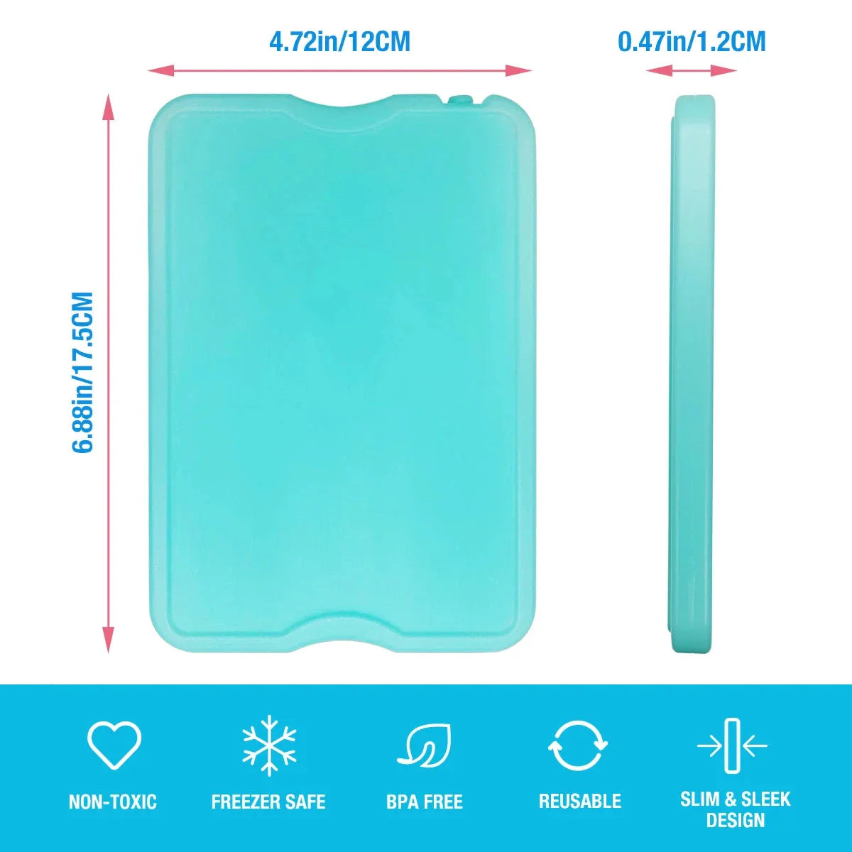 Slim Reusable Ice Packs for Lunch Box – Long-Lasting Freezer Cool Packs for Lunch Bags & Coolers (Set of 4)