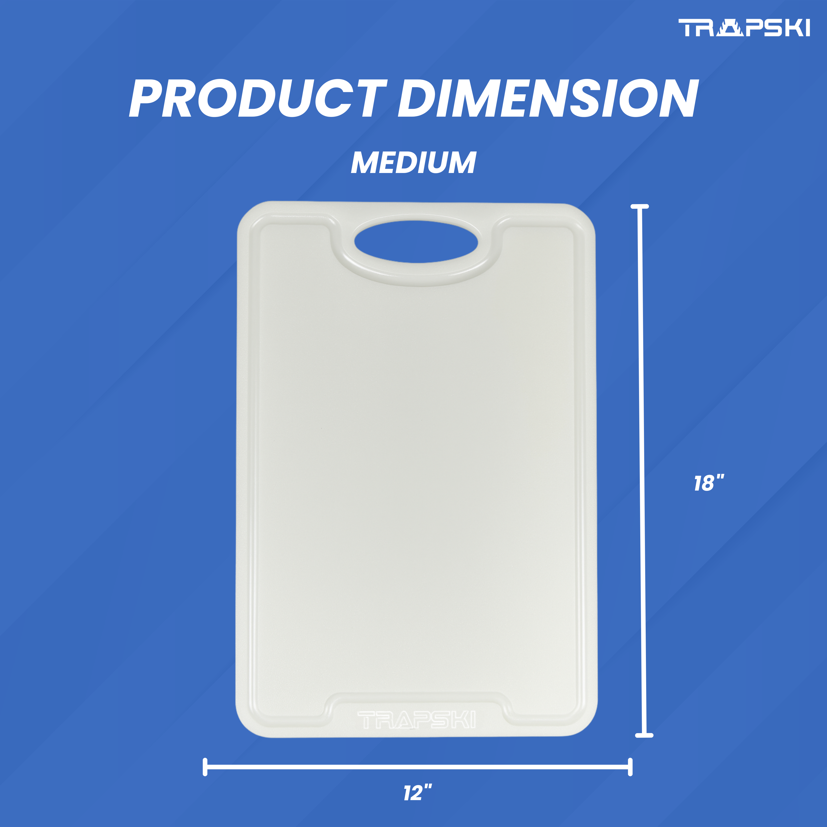TRAPSKI Premium 1/2 Inch Thick HDPE Cutting Boards | Food-Grade Kitchen Prep Surface | Juice Grooves | Made in the USA