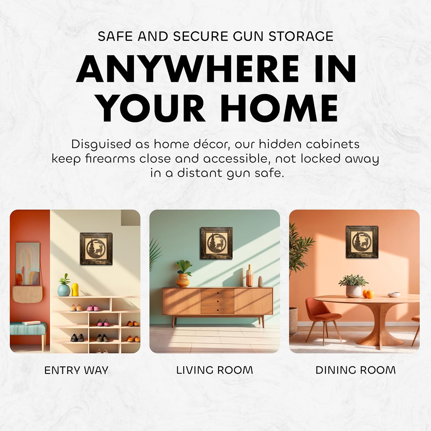 Buck In Nature Gun Safe Shelf - Gun Concealment Furniture - Hidden Gun Safe for Discrete Firearm Storage