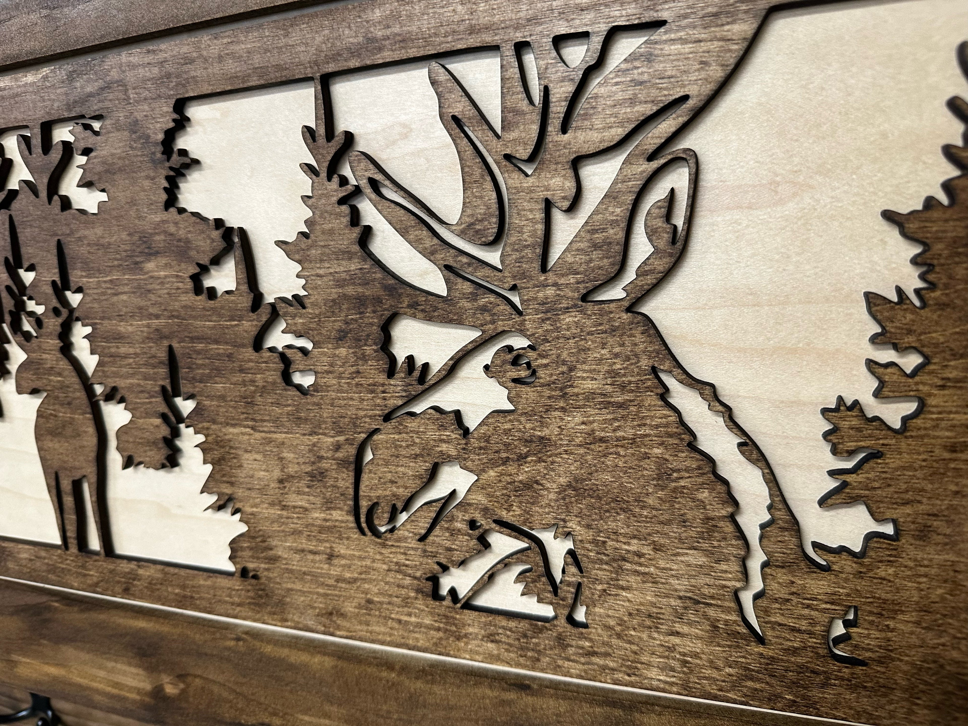 Moose Hunting Hidden Gun Storage Coat Rack Concealment Shelf with Hooks for Coats, Bags, & Hats