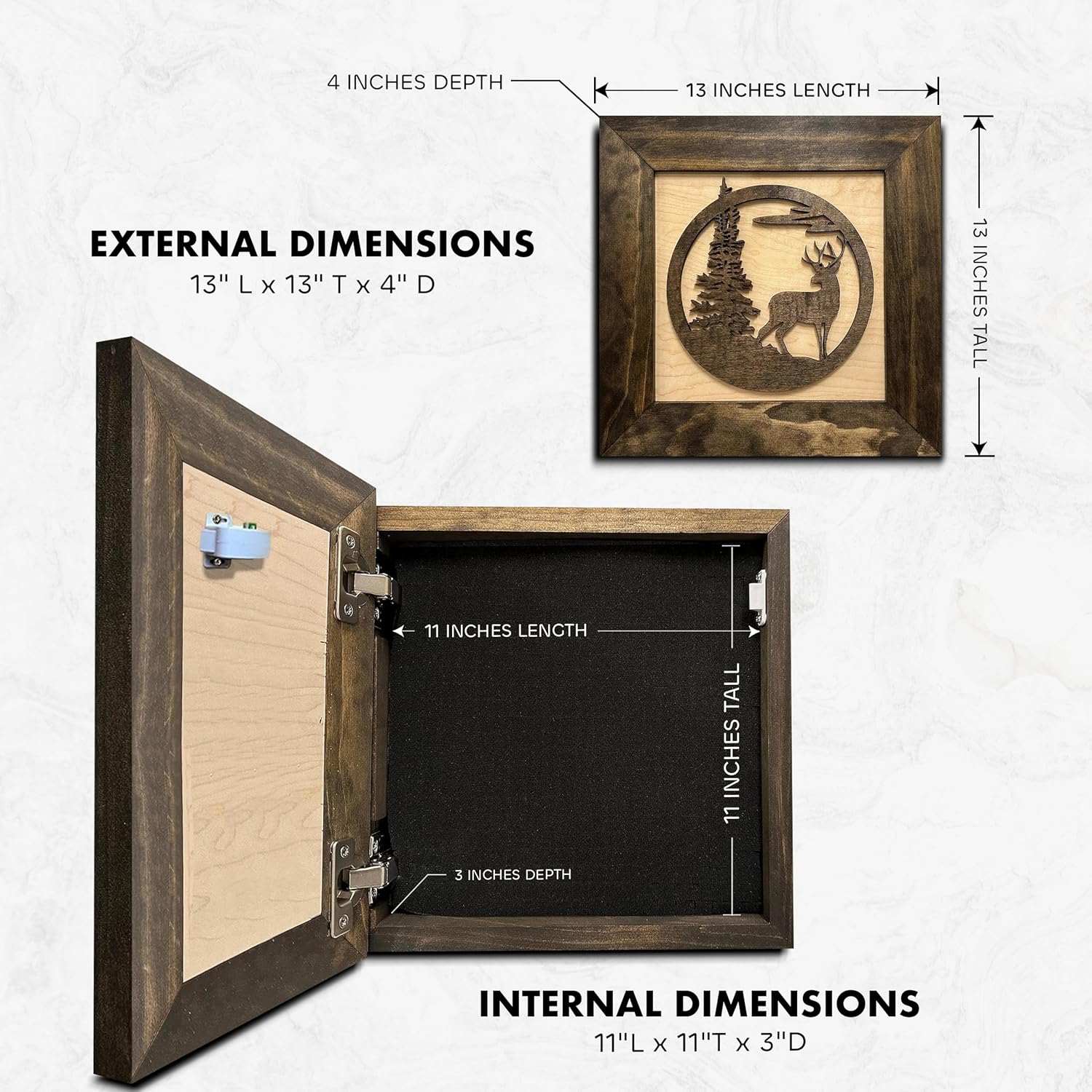 Buck In Nature Gun Safe Shelf - Gun Concealment Furniture - Hidden Gun Safe for Discrete Firearm Storage