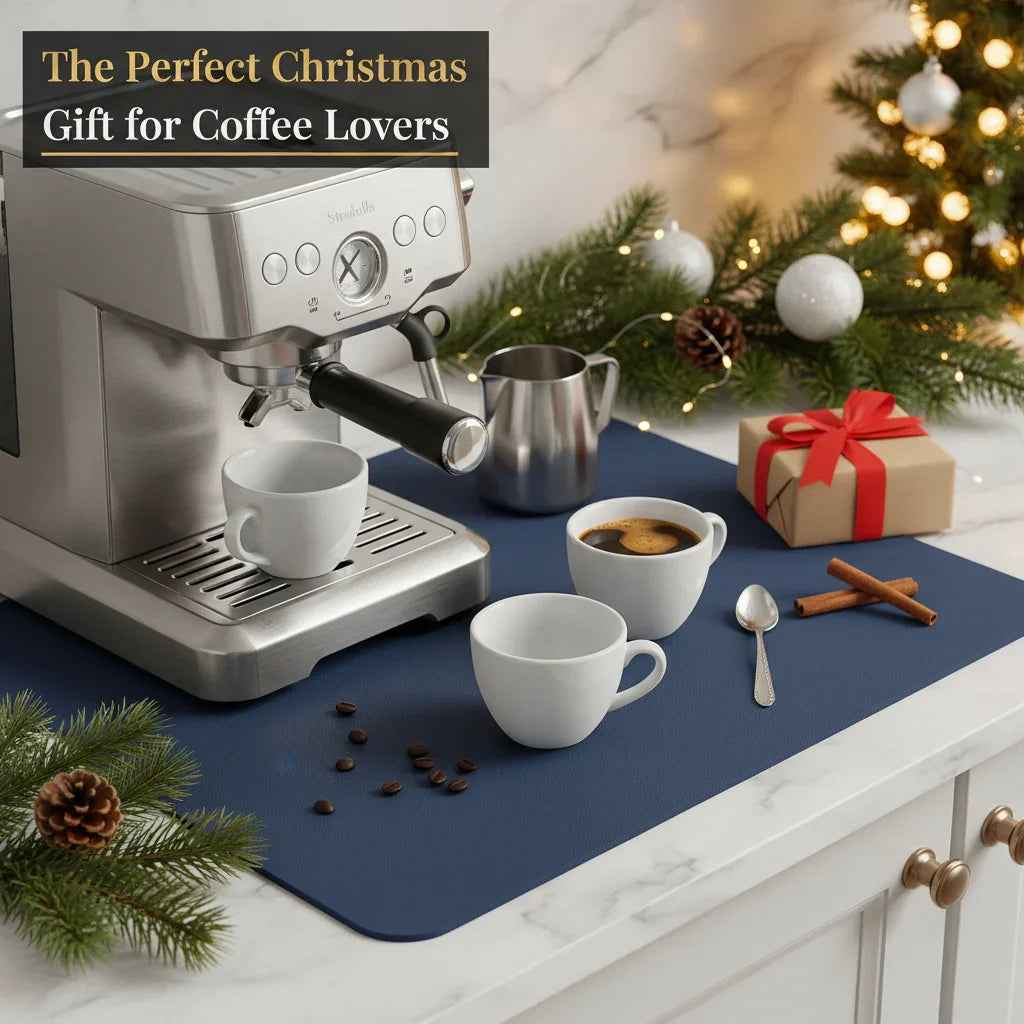 Strabella Dish Drying Mat - Super Absorbent, Quick Dry, Non-Slip in Navy Blue