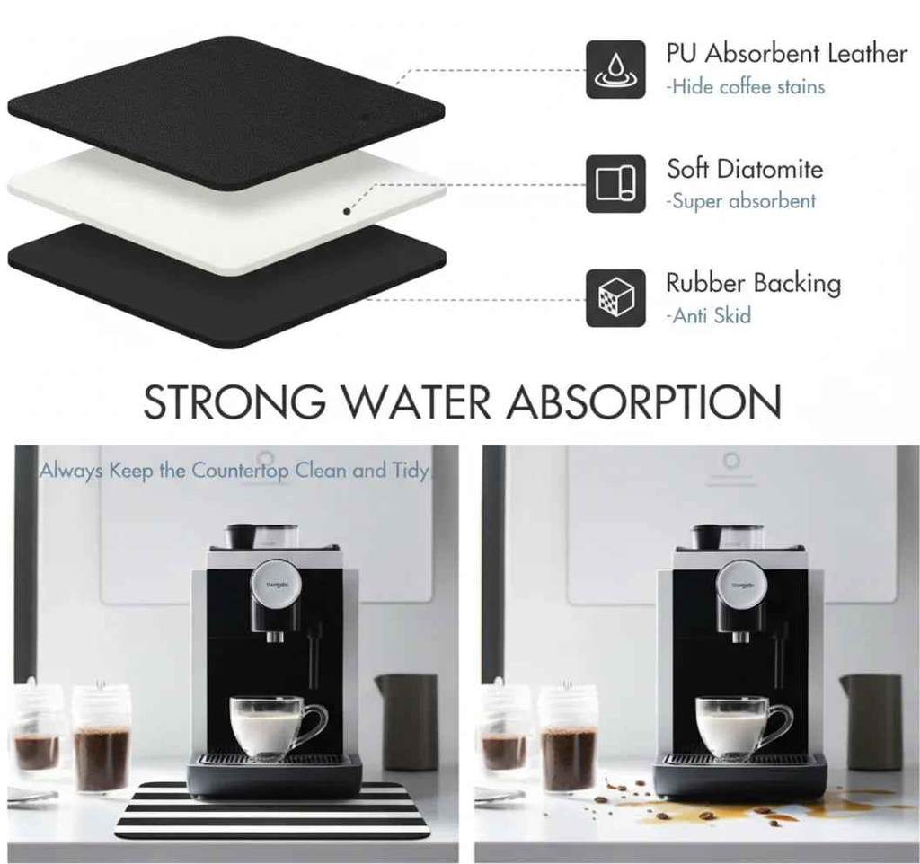 Strabella Dish Drying Mat - Super Absorbent, Quick Dry, Non-Slip in Black