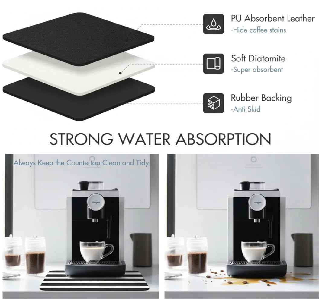 Strabella Dish Drying Mat - Super Absorbent, Quick Dry, Non-Slip in Black