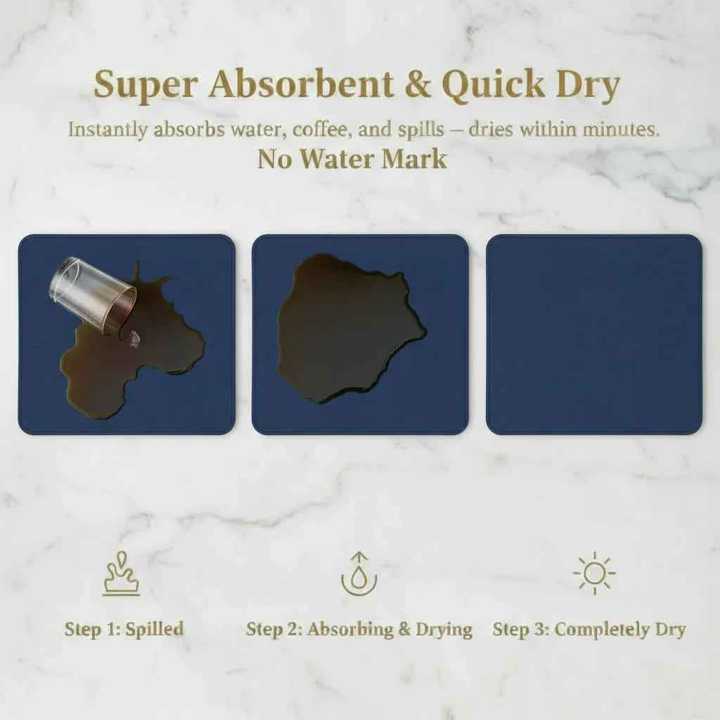 Strabella Dish Drying Mat - Super Absorbent, Quick Dry, Non-Slip in Navy Blue