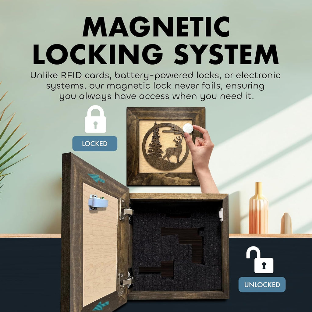 Buck In Nature Gun Safe Shelf - Gun Concealment Furniture - Hidden Gun Safe for Discrete Firearm Storage