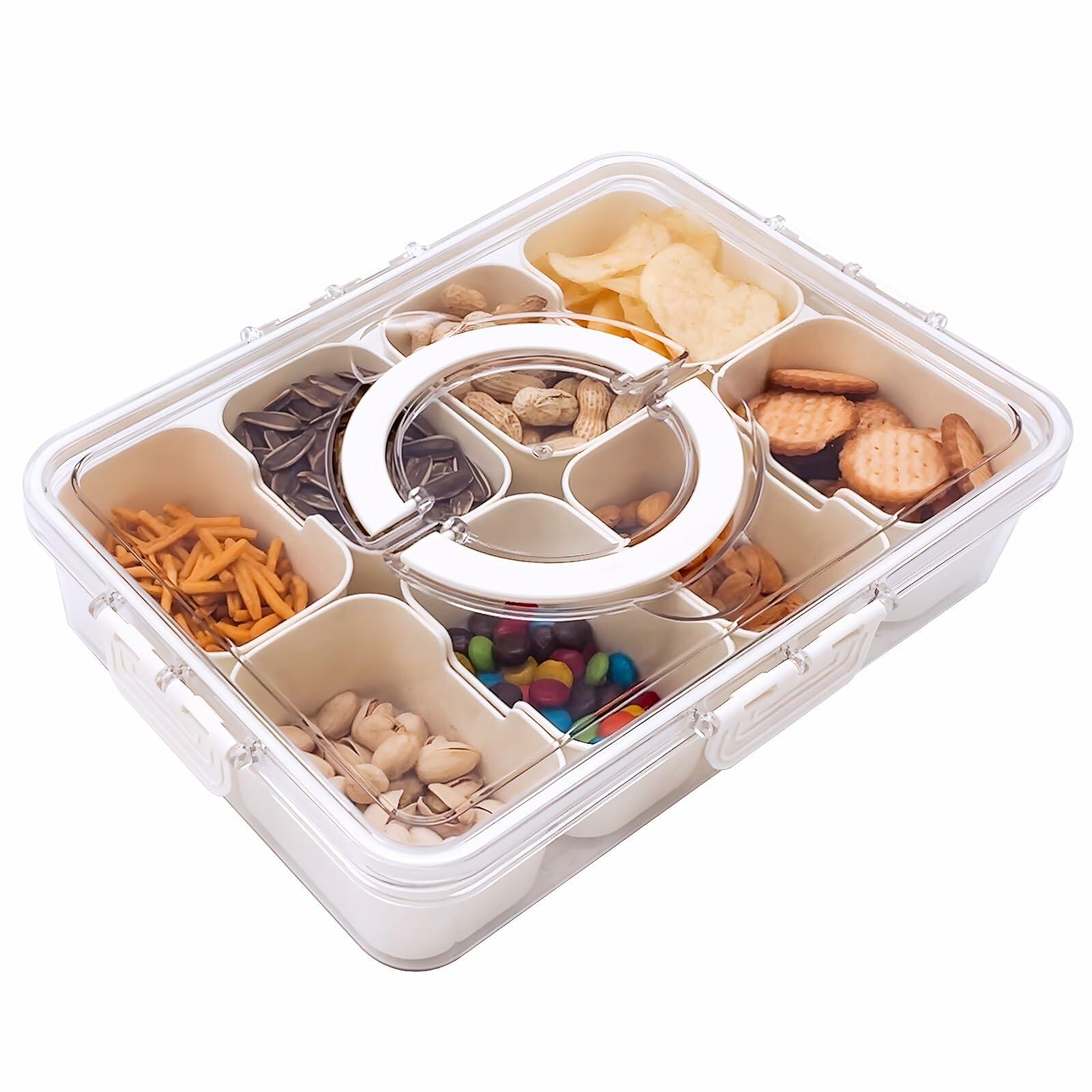 TagRecove Snack Box Container with Lid and Handle Portable Organizer