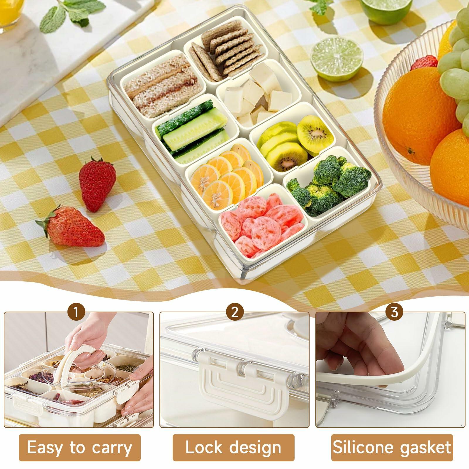 TagRecove Snack Box Container with Lid and Handle Portable Organizer