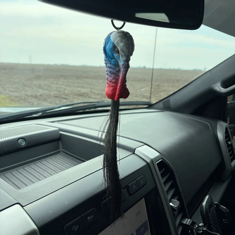 Airbrushed Turkey Beard Holder for Rearview Mirror