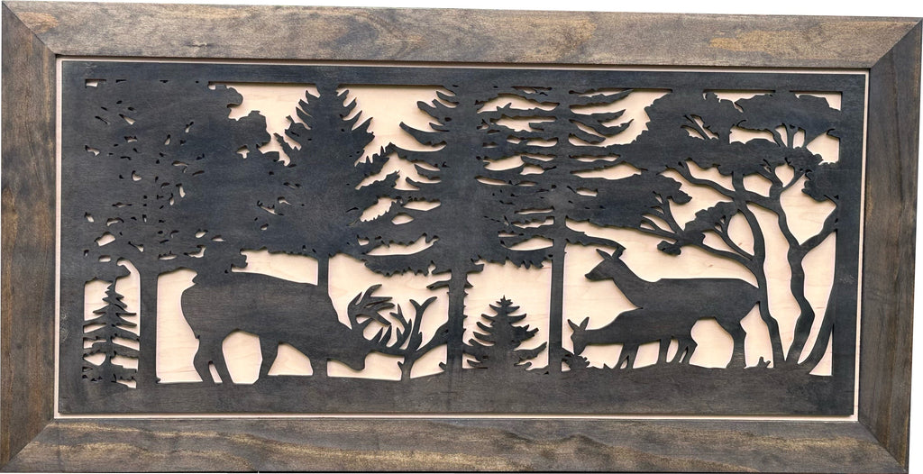 Deer Scene Gun Concealment Decor - Handcrafted Wooden Gun Cabinets - Gun Shelf Hidden Storage for Rifles, Shotguns, & Handguns - Quick Access Hidden Wall Safe (Extra Large)
